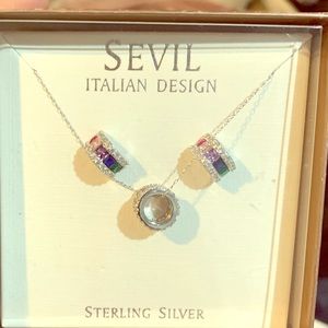 Sevil sterling silver and rainbow stones set